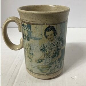 Vintage Watkins Almanac 1937 Mug Made in England Retro Kitchen‎ Scene Ceramic